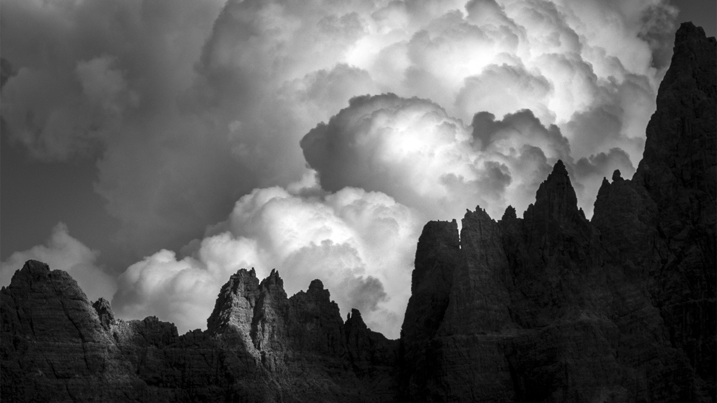 Landscape photo editing in Lightroom – Black and white drama in the Dolomites Mountains